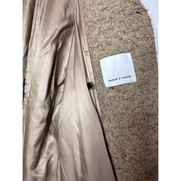 Samson & Samsoe Hoff Jacket Khaki Teddy Wool Coat Small - Picture 8 of 15